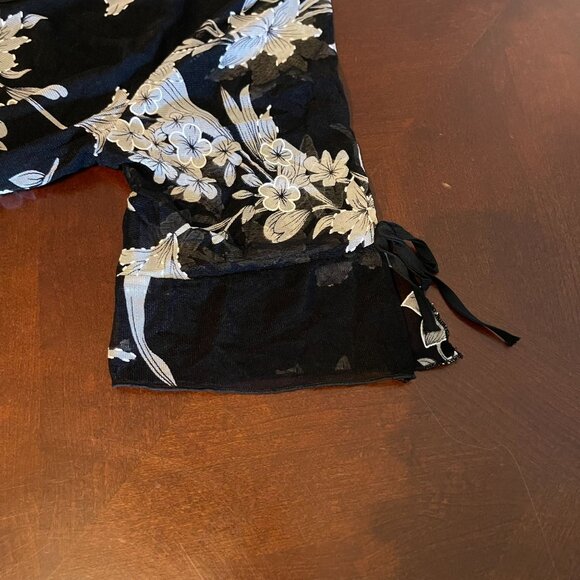 vtg Appointments Petite top womens Black Sheer Floral Rhinestone Size PL - Picture 7 of 16